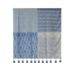 Alternative view of SCA269 Scarf, Geometric Feathers - Blue
