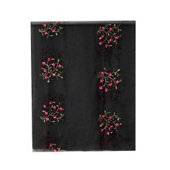 Alternative view of SCA276BL Scarf, Embroidered Flowers - Black
