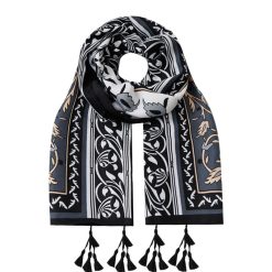 SCA309BL Scarf, Indian Floral - Black