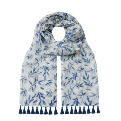 SCA317 Scarf, Bamboo Leaves - Blue