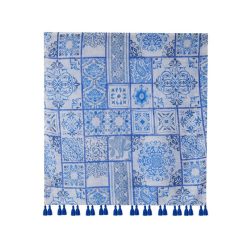 Alternative view of SCA318 Scarf, Mosaic Blocks - Blue