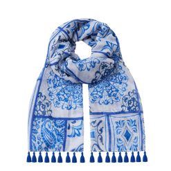 SCA318 Scarf, Mosaic Blocks - Blue