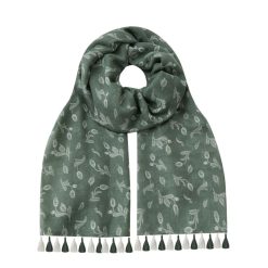 SCA330 Scarf, Spring Leaves - Green