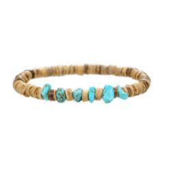 Alternative view of BRW110 Turquoise & Coconut Bead Stretch Bracelet