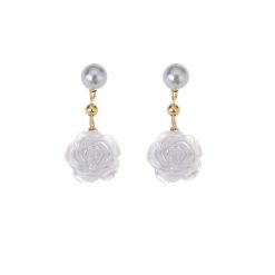 ERW080 Earrings, White Flower Drops