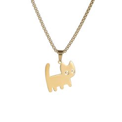Alternative view of NLW112 Necklace, Gold Cat